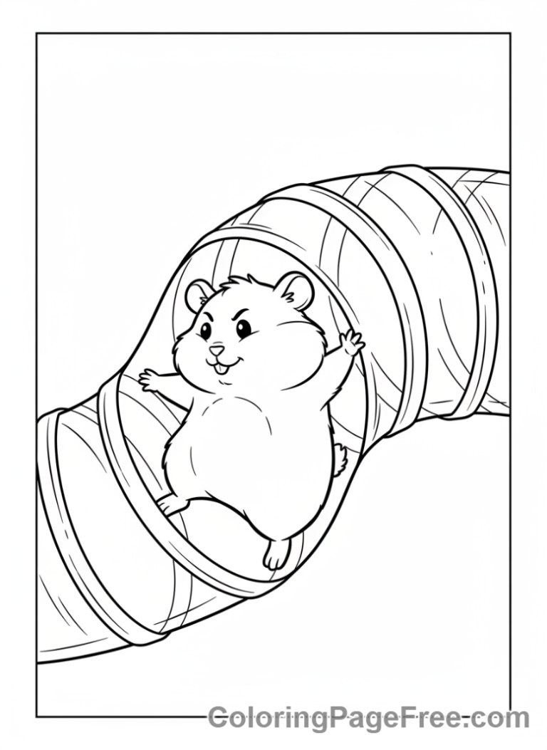 Hamster coloring page - Hamster tube climb