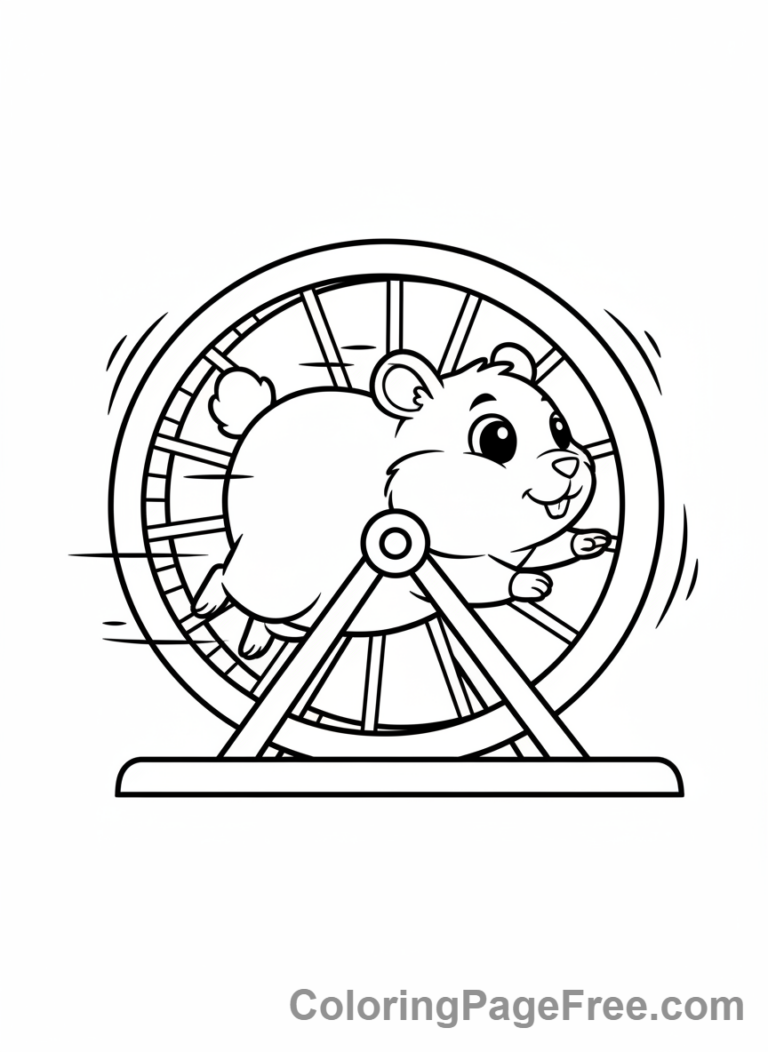 Hamster coloring page - Hamster wheel run