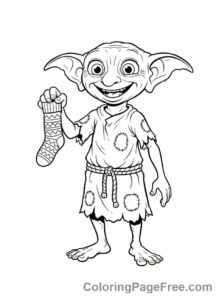 Harry Potter coloring page - Dobby happy sock
