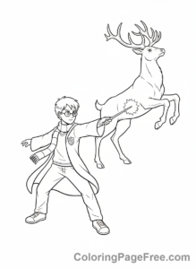 Harry Potter coloring page - Harry casting Patronus