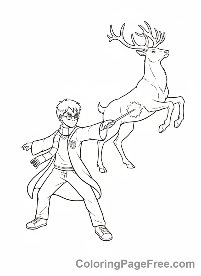 Harry Potter coloring page - Harry casting Patronus