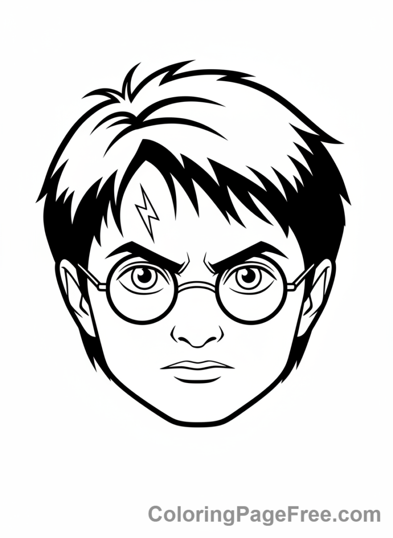 Harry Potter coloring page - Harry face scar