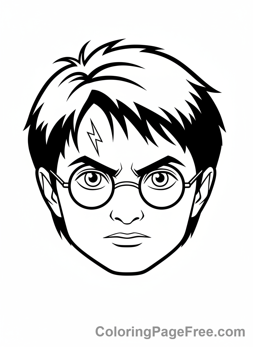 Harry Potter coloring page - Harry face scar