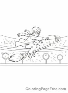 Harry Potter coloring page - Harry Quidditch flying