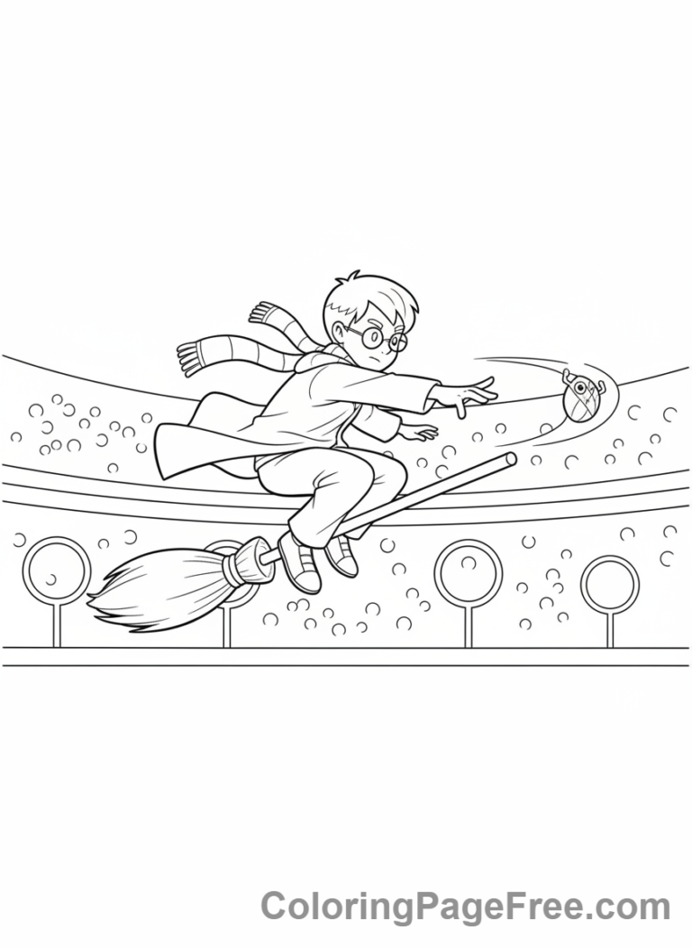 Harry Potter coloring page - Harry Quidditch flying