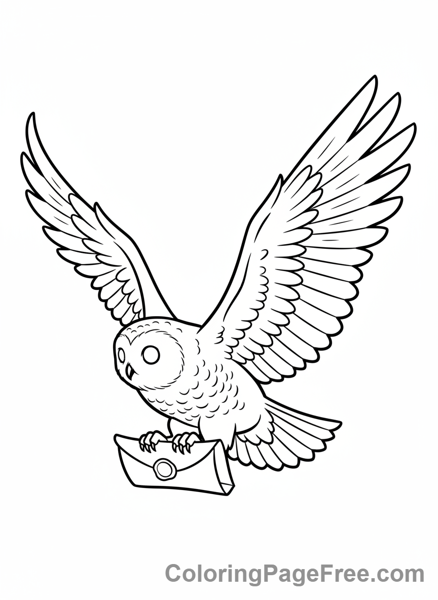 Harry Potter coloring page - Hedwig flying letter