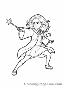 Harry Potter coloring page - Hermione casting spell
