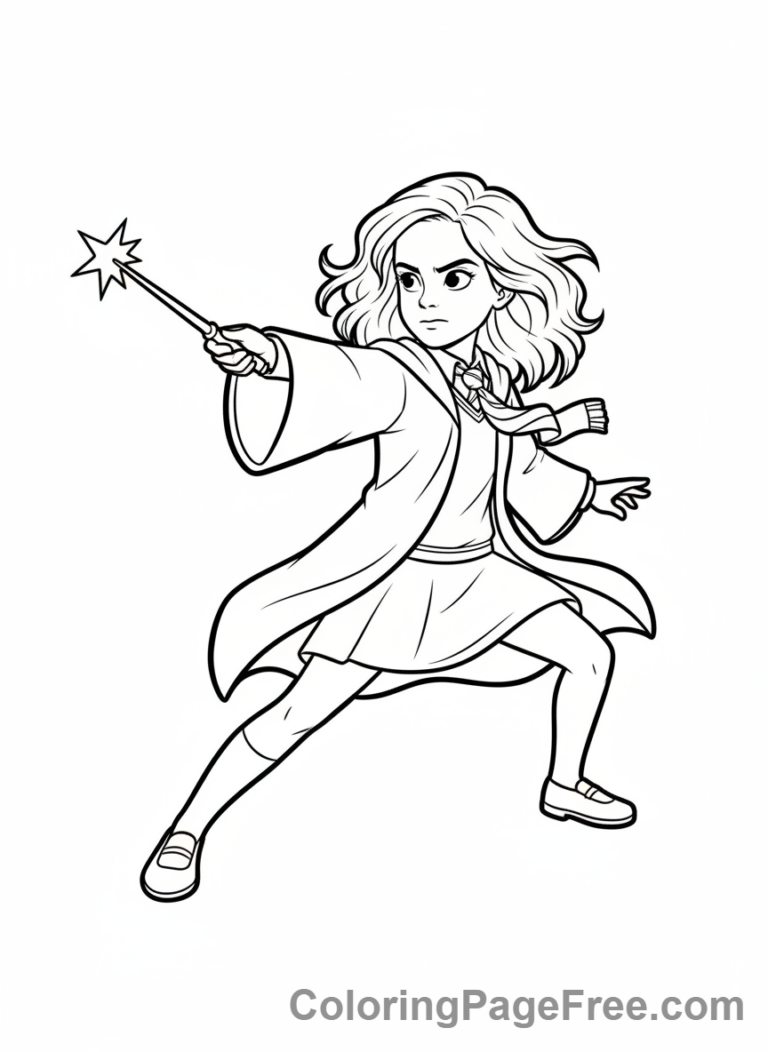 Harry Potter coloring page - Hermione casting spell