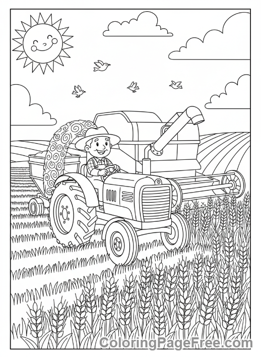 Harvest coloring page - Farmer driving tractor