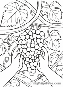 Harvest coloring page - Hands picking grapes