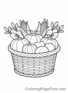 Harvest coloring page - Harvest vegetable basket