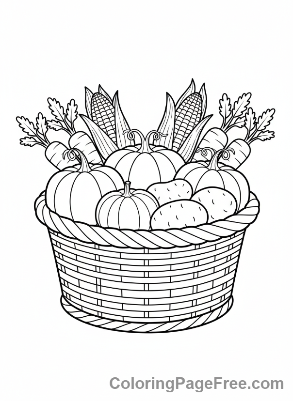 Harvest coloring page - Harvest vegetable basket