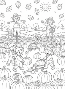 Harvest coloring page - Kids pumpkin patch