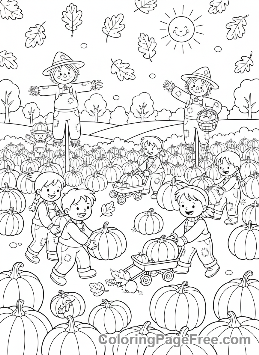 Harvest coloring page - Kids pumpkin patch