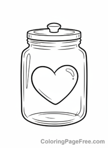 Heart coloring page - Heart in a jar