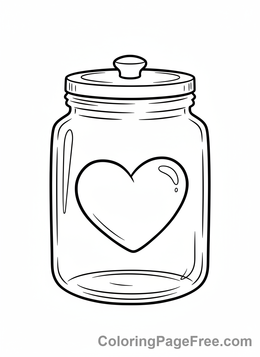 Heart coloring page - Heart in a jar