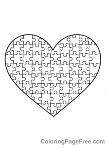 Heart coloring page - Heart puzzle pieces