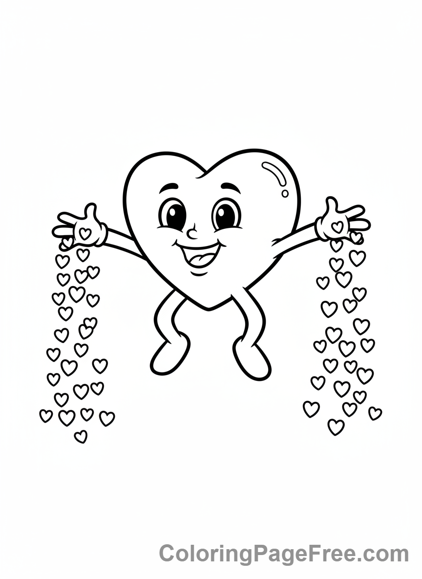Heart coloring page - Heart showering love
