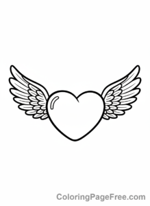 Heart coloring page - Heart with wings