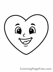 Heart coloring page - Smiling heart face