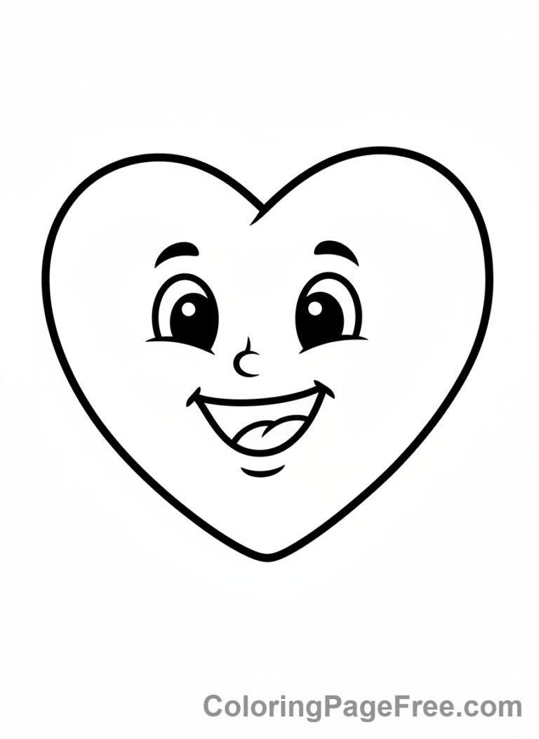 Heart coloring page - Smiling heart face