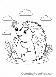 Hedgehog coloring page - Hedgehog butterfly play