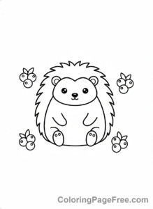 Hedgehog coloring page - Hedgehog sitting berries