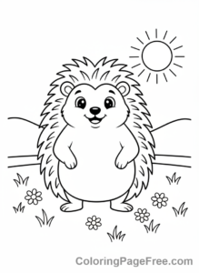 Hedgehog coloring page - Hedgehog standing field