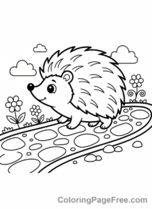 Hedgehog coloring page - Hedgehog walking path