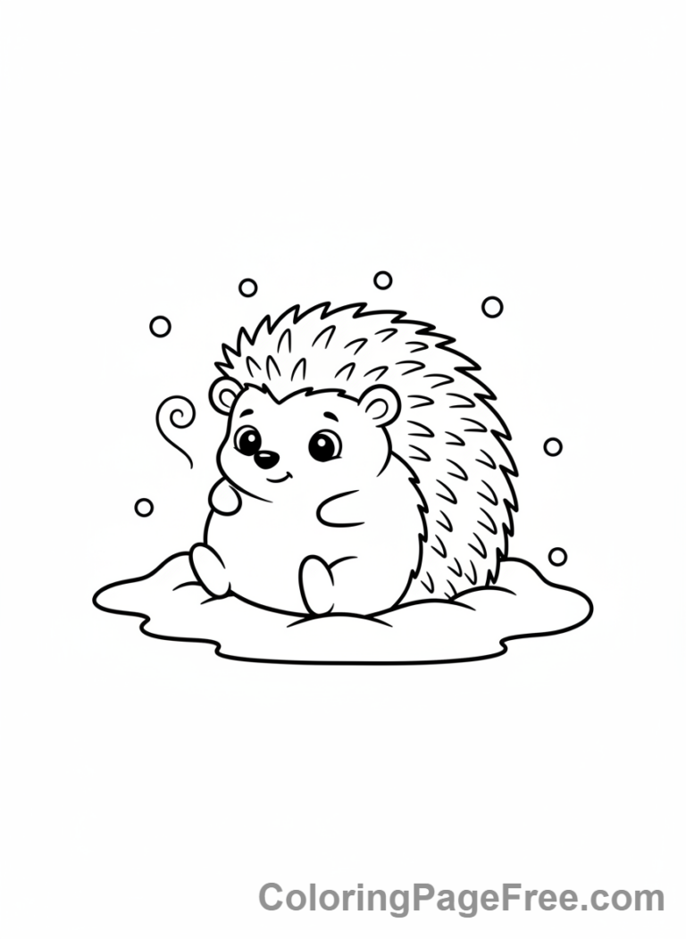 Hedgehog coloring page - Hedgehog winter cozy