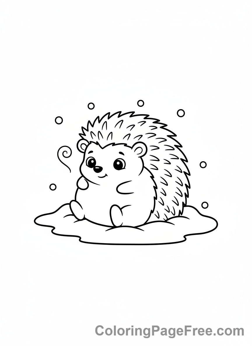 Hedgehog coloring page - Hedgehog winter cozy