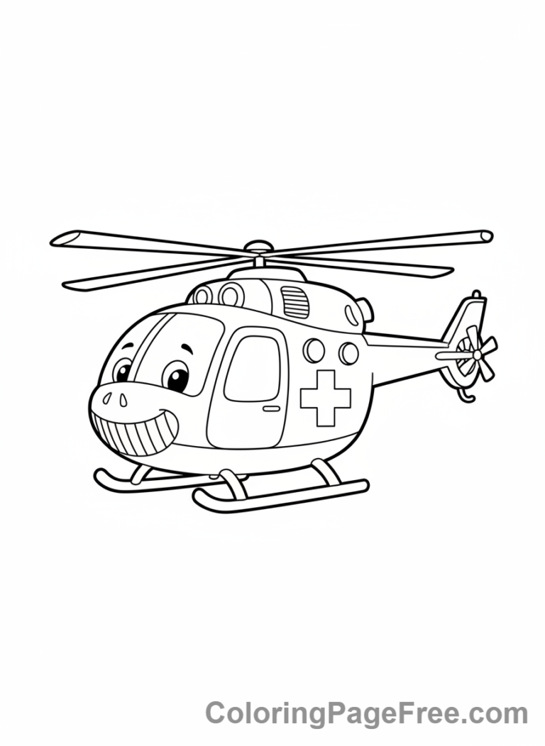 Helicopter coloring page - Ambulance helicopter aid