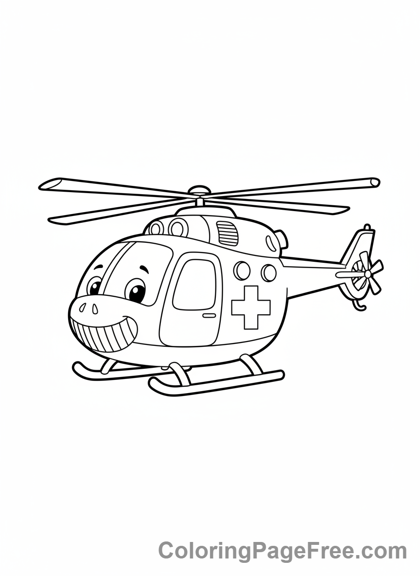 Helicopter coloring page - Ambulance helicopter aid
