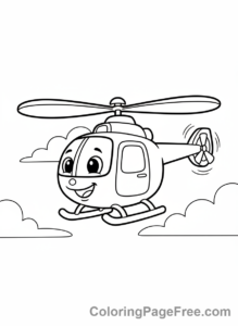 Helicopter coloring page - Flying helicopter sky