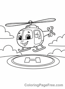 Helicopter coloring page - Helicopter landing pad