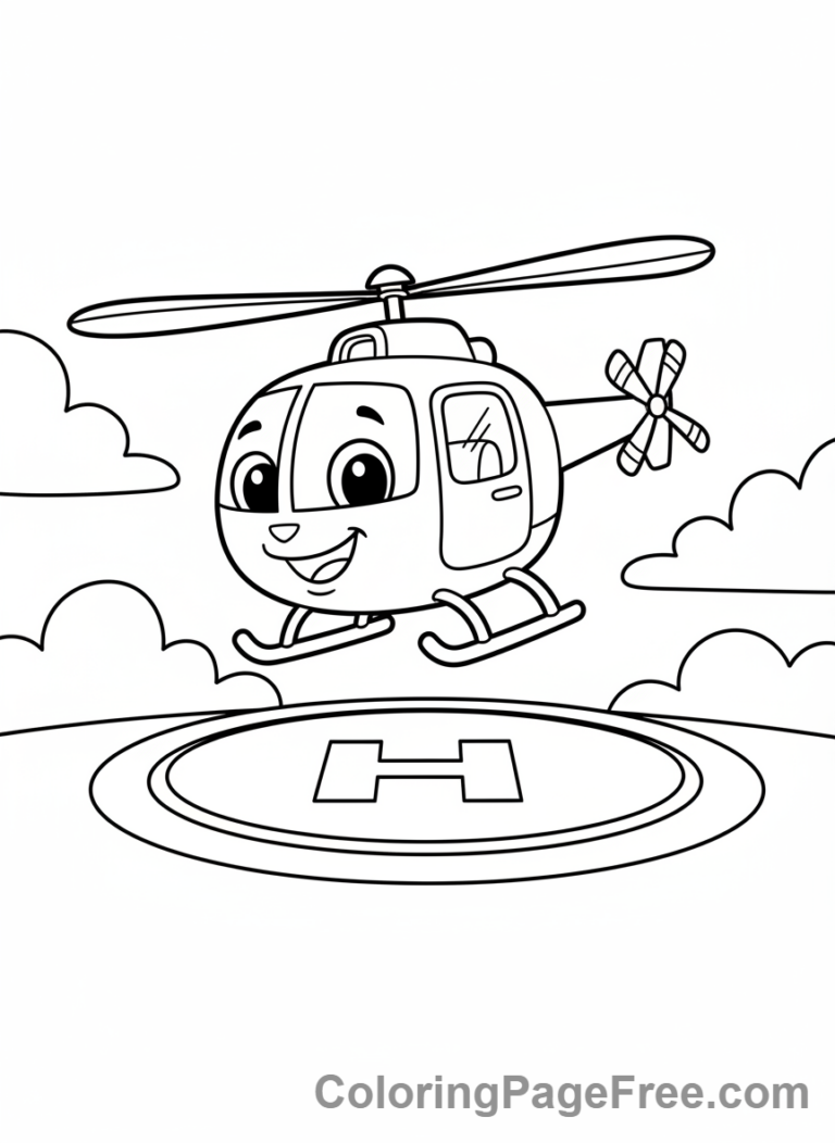 Helicopter coloring page - Helicopter landing pad