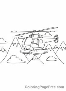 Helicopter coloring page - Helicopter mountain view