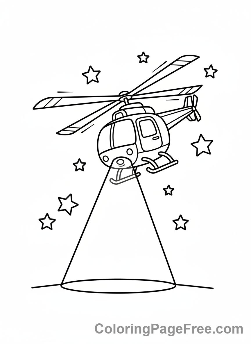 Helicopter coloring page - Night searchlight helicopter