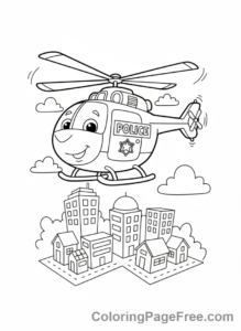 Helicopter coloring page - Police helicopter city