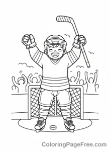 Hockey coloring page - Child celebrating goal