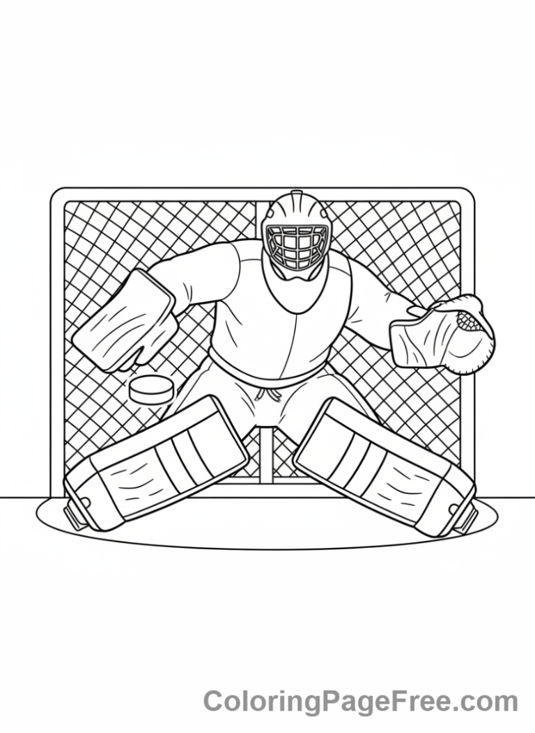 Hockey coloring page - Goalie making save