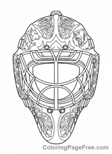 Hockey coloring page - Goalie mask detailed