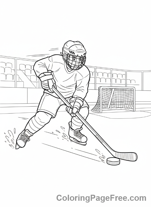 Hockey coloring page - Hockey player skating