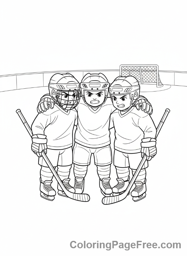 Hockey coloring page - Hockey team huddle