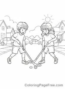 Hockey coloring page - Kids street hockey