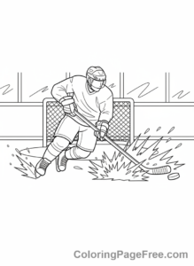 Hockey coloring page - Player shooting puck