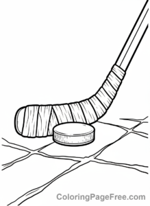 Hockey coloring page - Stick and puck