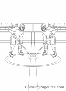 Hockey coloring page - Two players faceoff