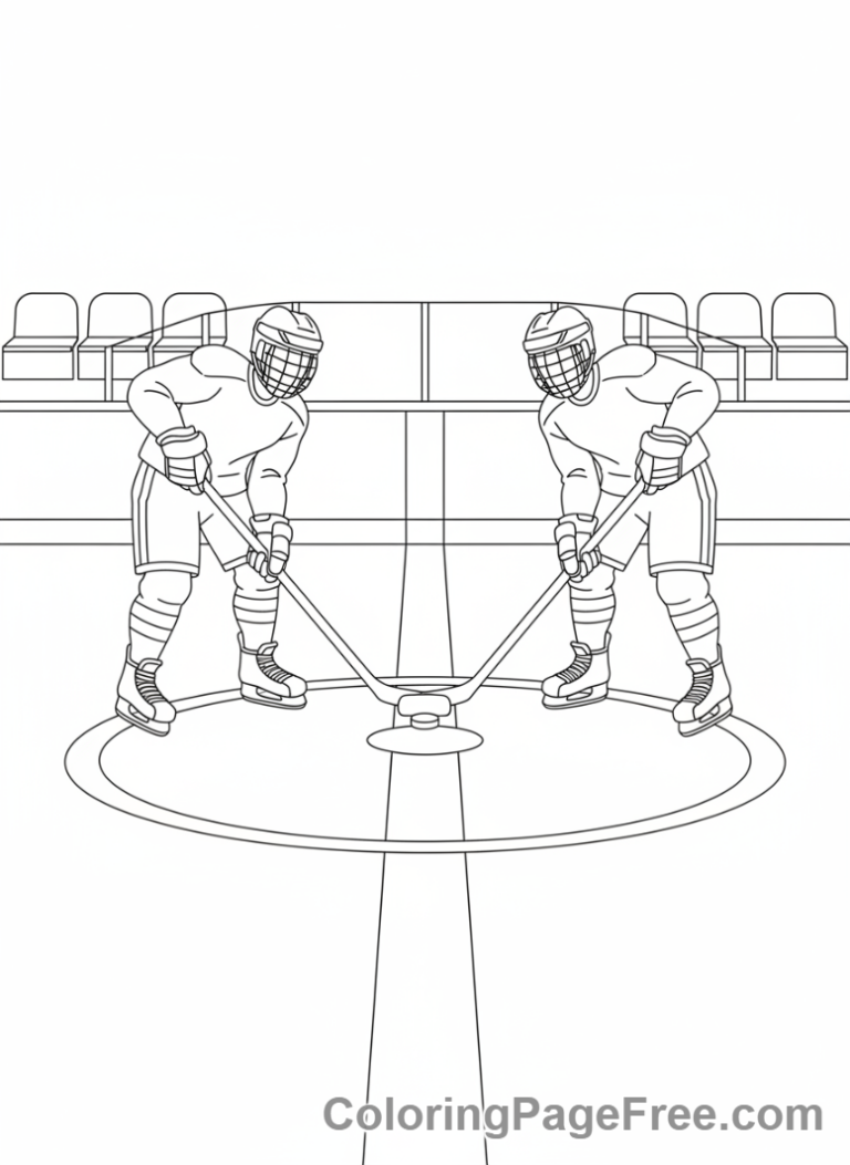 Hockey coloring page - Two players faceoff