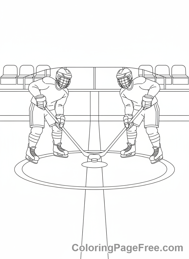 Hockey coloring page - Two players faceoff